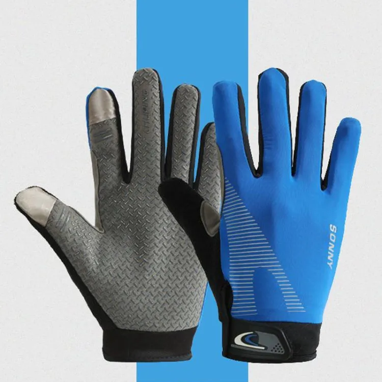 1 Pair QX0002 Sports Sunscreen Touch Screen Non-slip Wear Resistant Shock Absorbing Cycling Gloves, Size: L(Blue)