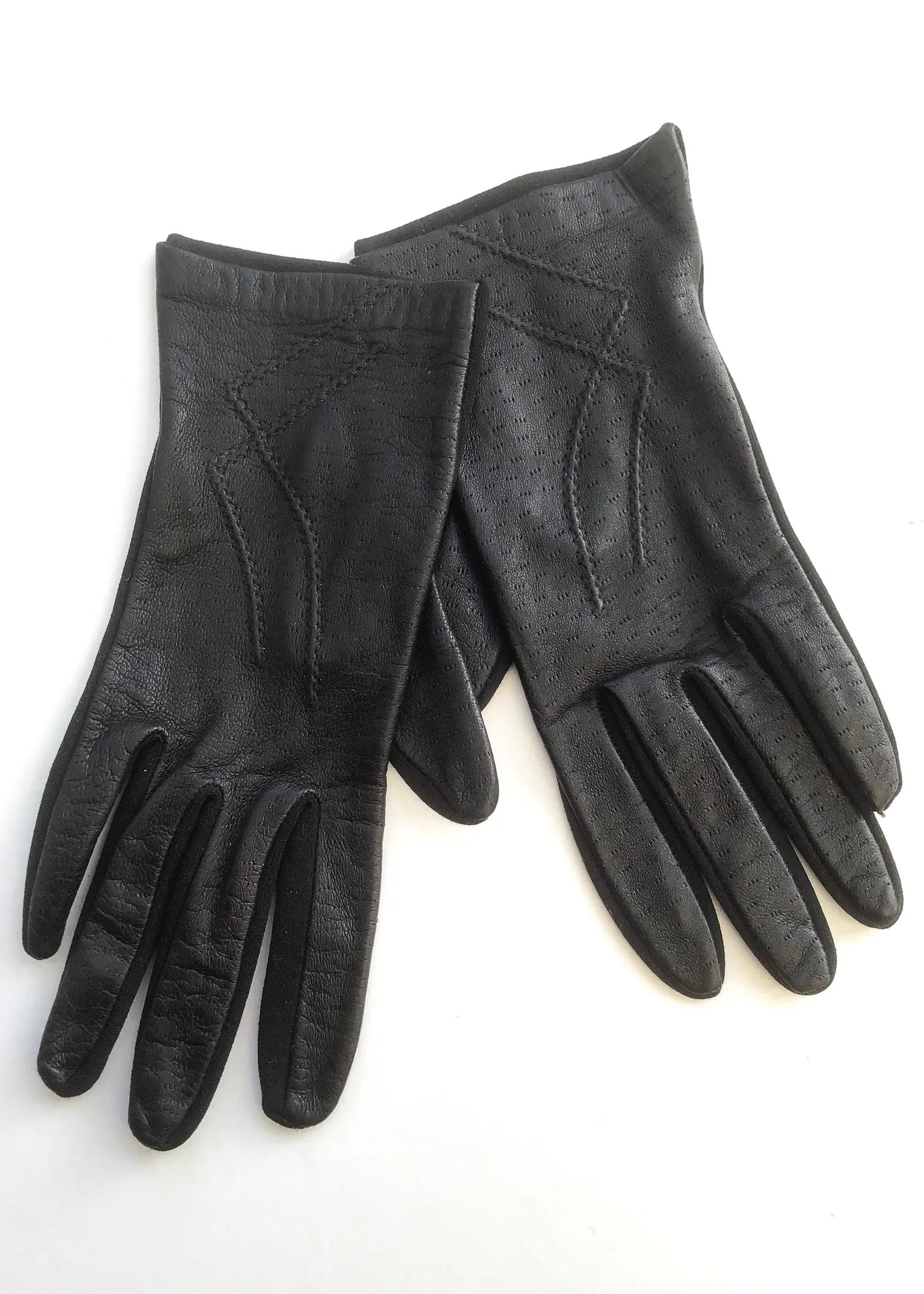 1970s Vintage Black Leather Driving Gloves • St Michael • Size 7