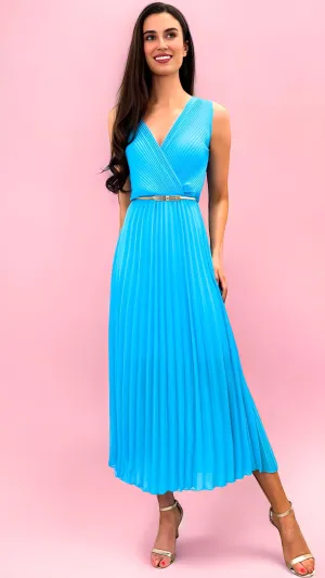 A1457 Turquoise 2 Way Pleat Dress