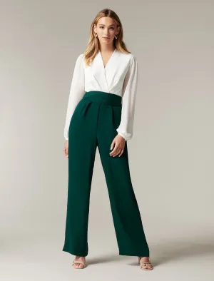 Agatha Wrap Sheer Sleeve Jumpsuit