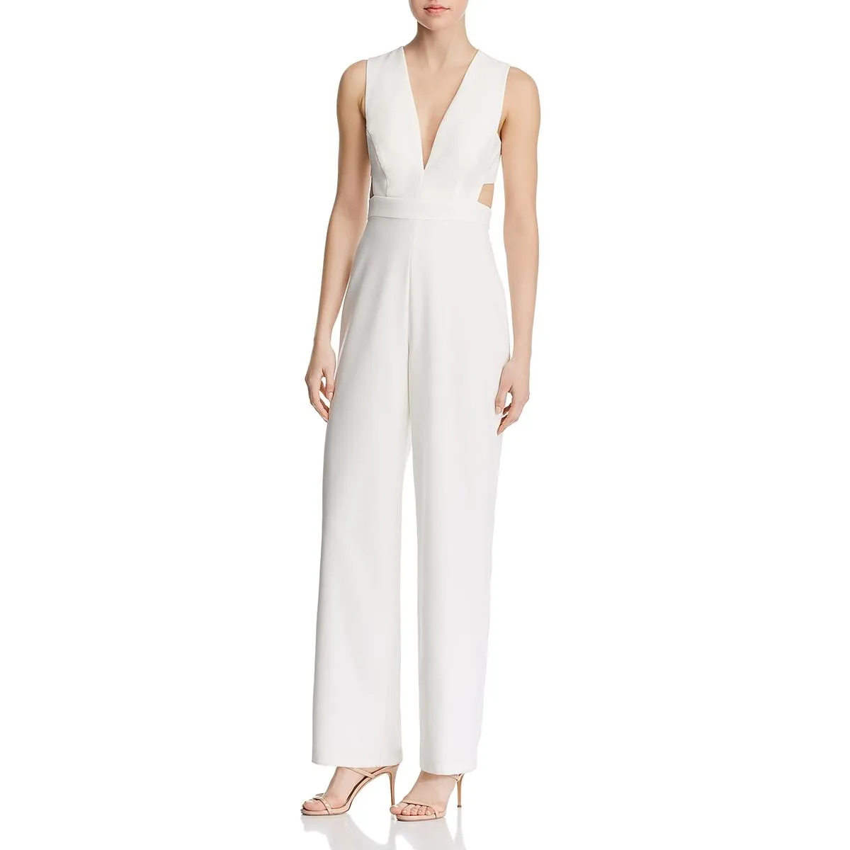 Aidan by Aidan Mattox Womens Plunging Sleeveless Jumpsuit