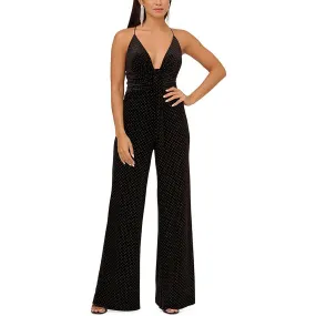 Aidan by Aidan Mattox Womens Velvet Metallic Jumpsuit