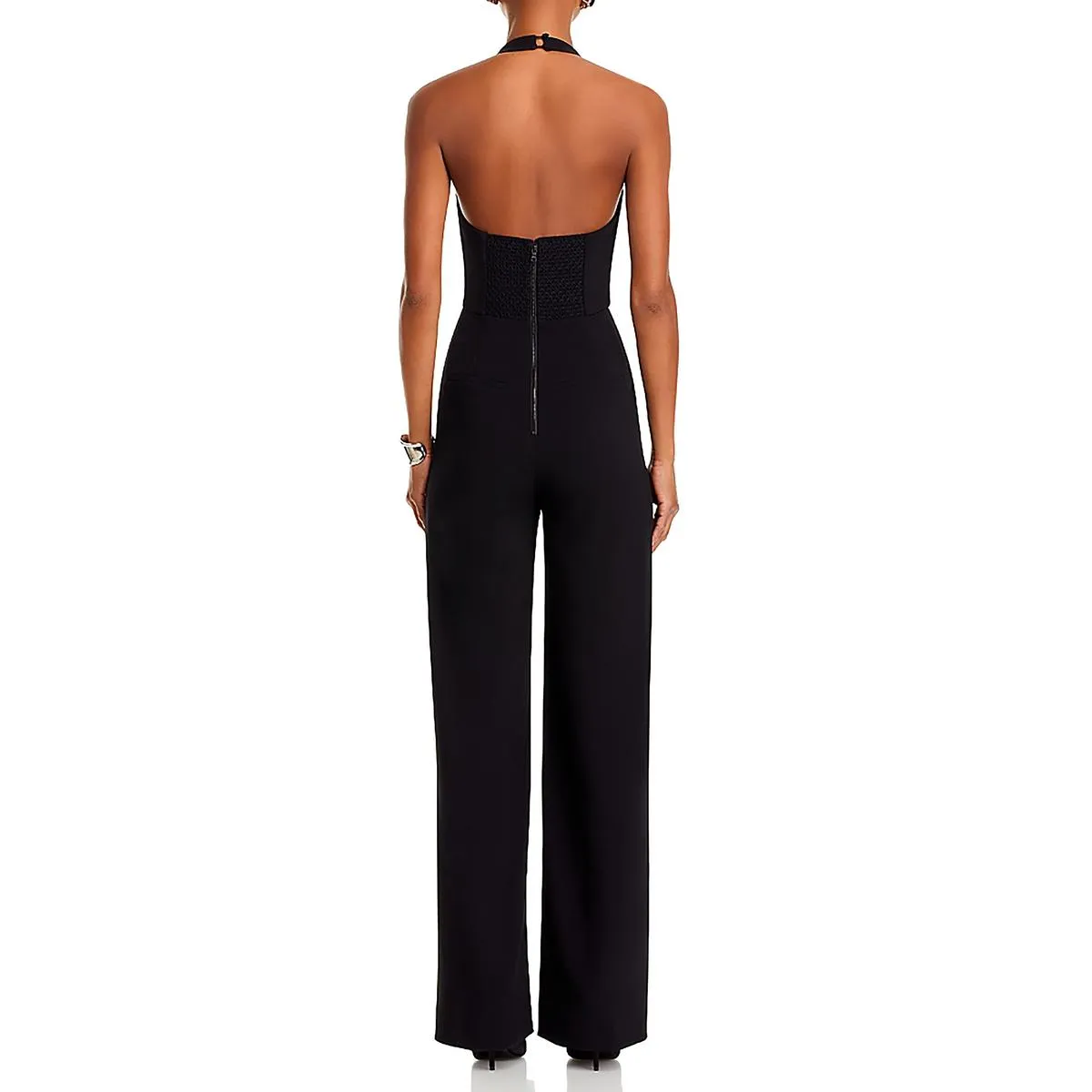 Alice and Olivia Womens Robin Halter Wide Leg Jumpsuit