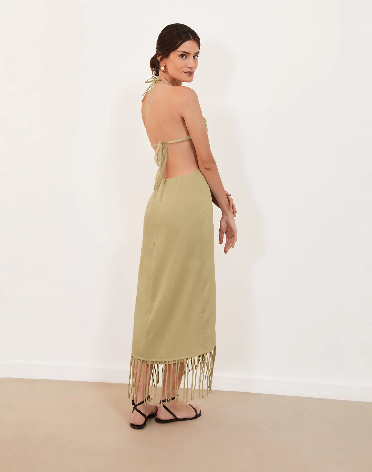 Amra Midi Dress - Olivine