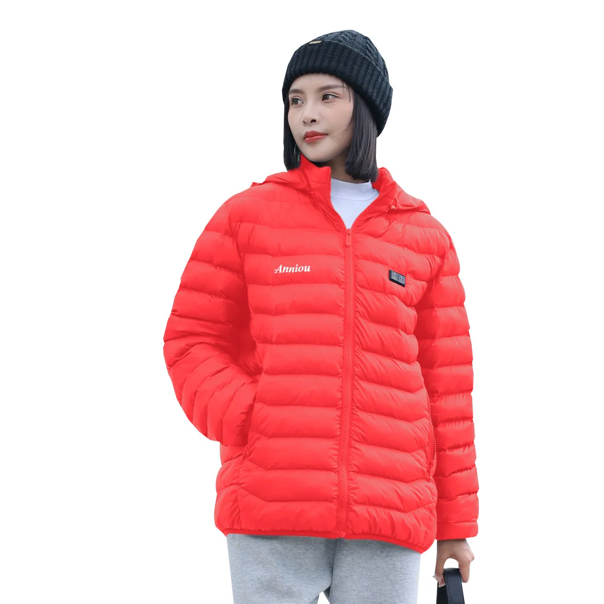 Anniou Dual Switch Unisex Hooded Winter Heating Coat