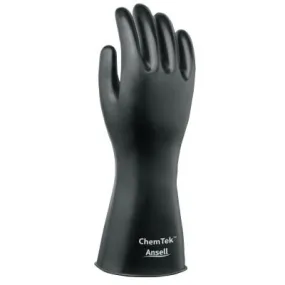 Ansell ChemTek Protective Gloves, Size 9, Black, 103203