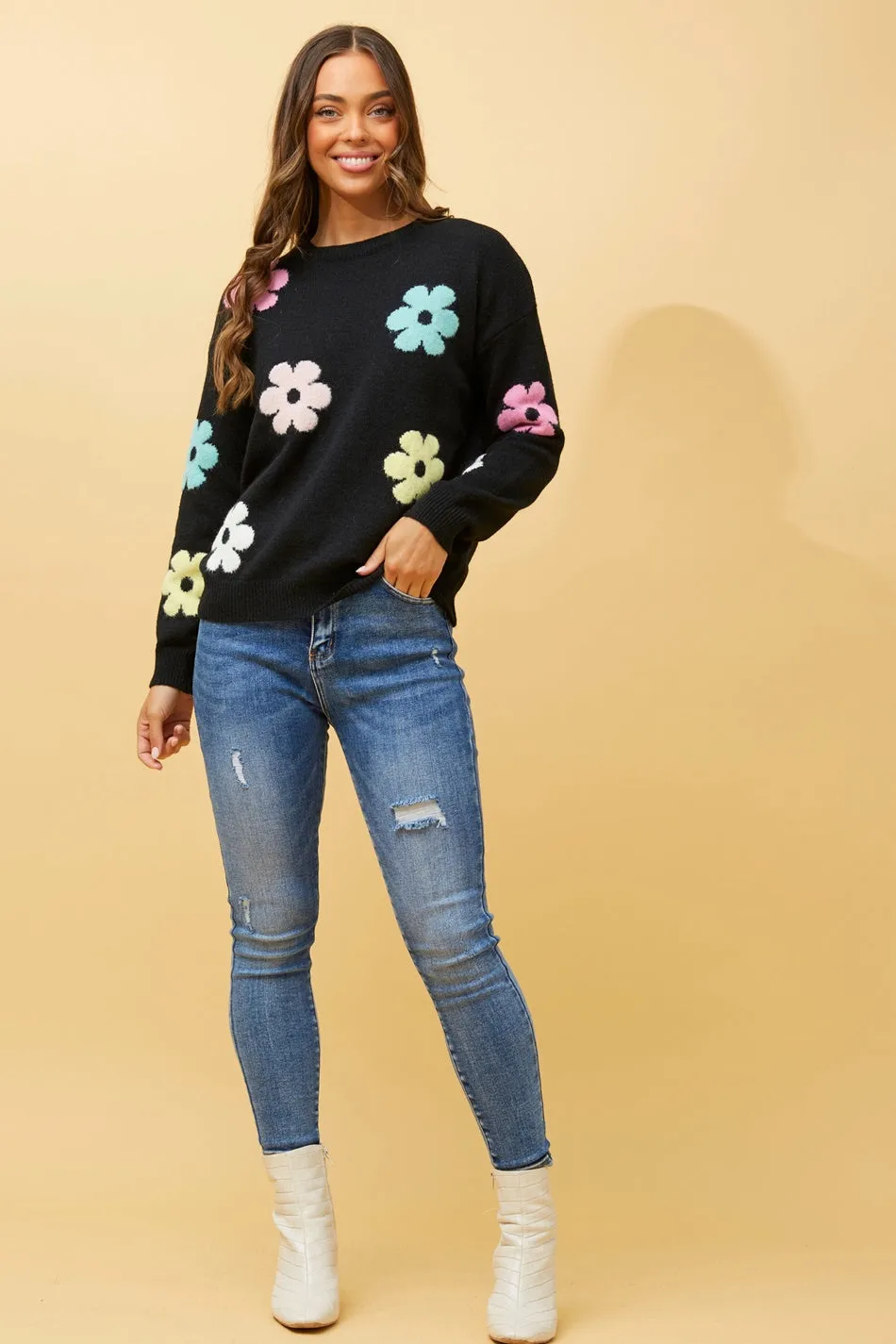 ASTER FLORAL KNIT JUMPER