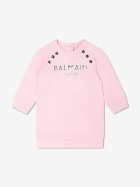 Balmain Baby Girls Logo Jersey Dress in Pink