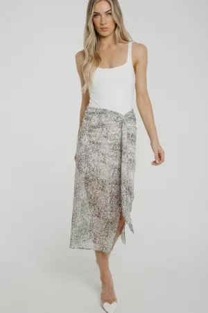 Becca Ruffle Detail Slip Skirt In Cream Mix