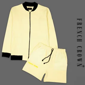 Beeswax Yellow Premium Cotton Bomber Jacket with Shorts Co-ord Sets