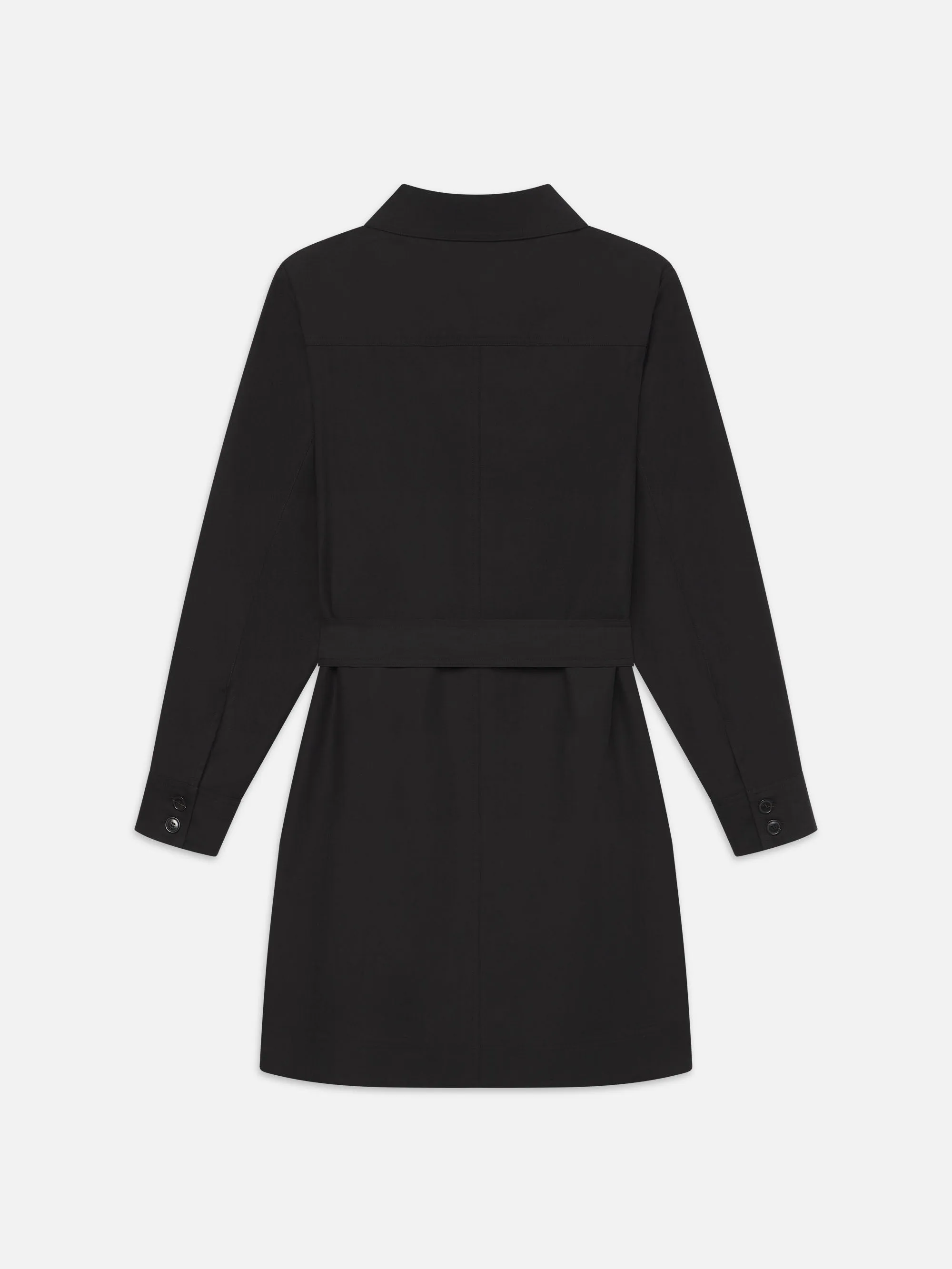 Belted Trench Long Sleeve Dress -- Black