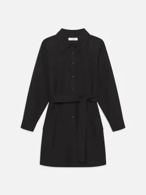 Belted Trench Long Sleeve Dress -- Black