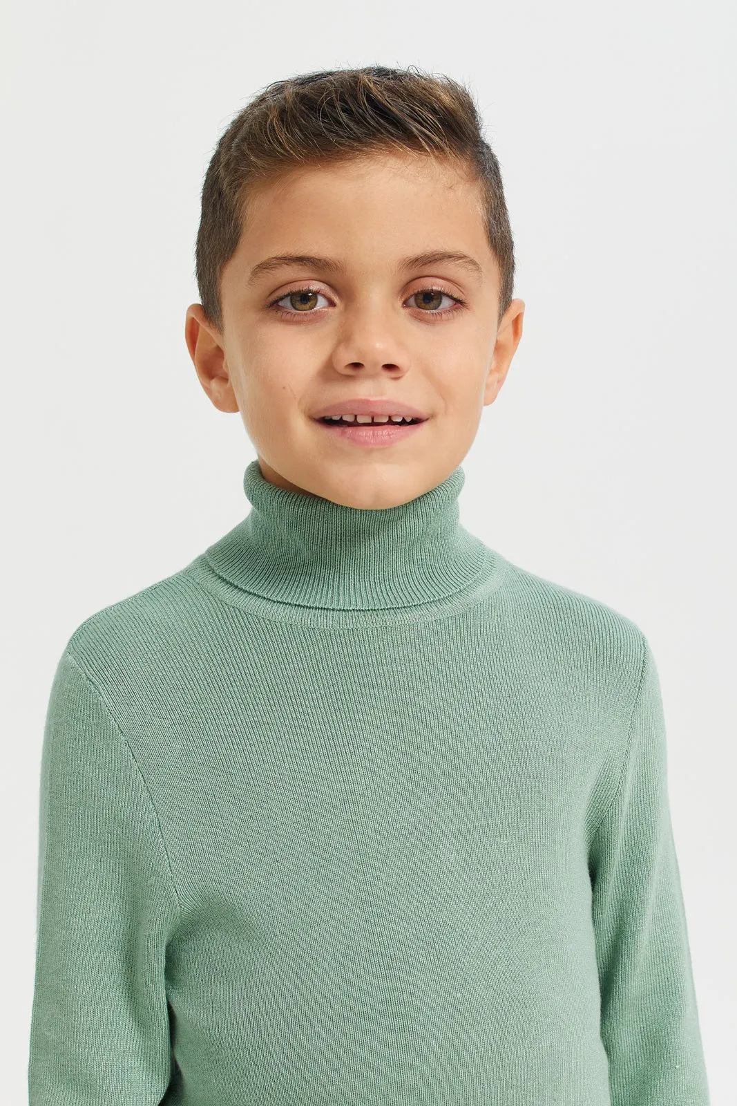 Bjr Sage Green Hi Neck Pullover