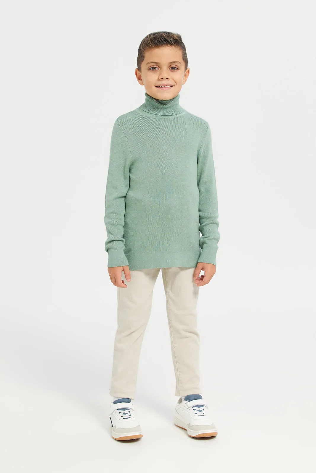 Bjr Sage Green Hi Neck Pullover