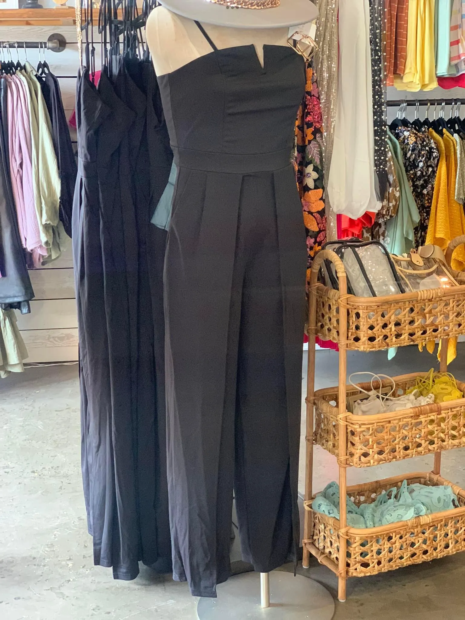 Black pleated jumpsuit