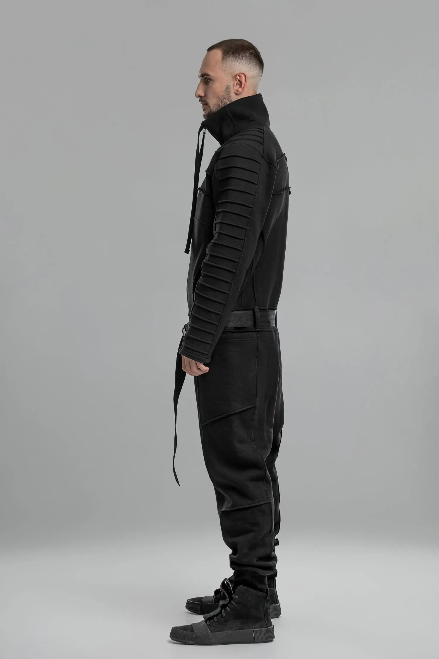 Black Techwear Cotton Jumpsuit