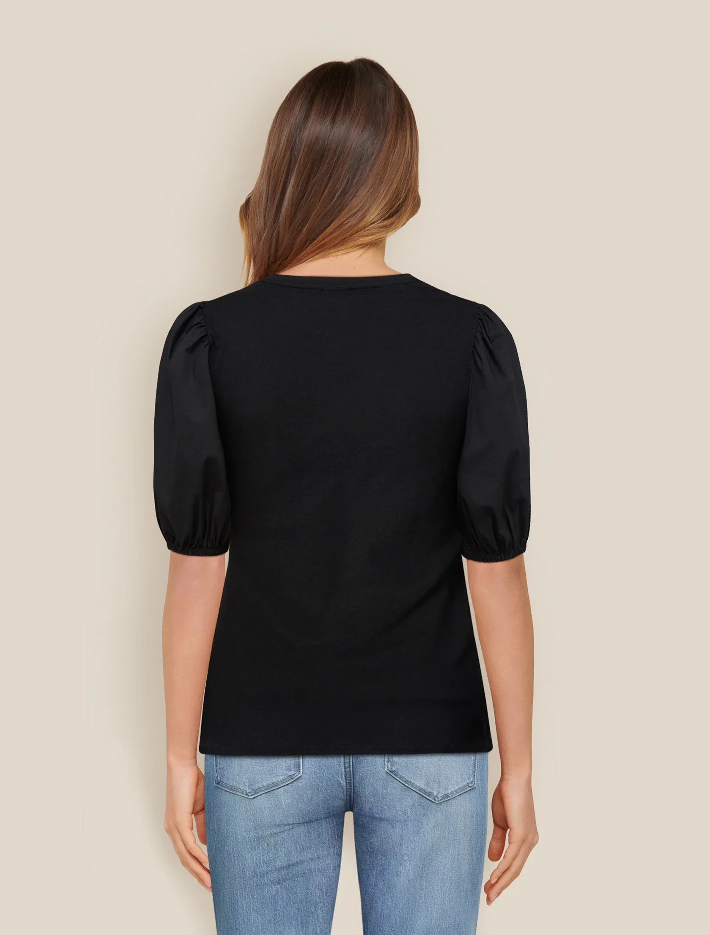 Blaire Poplin Puff Sleeve Tee