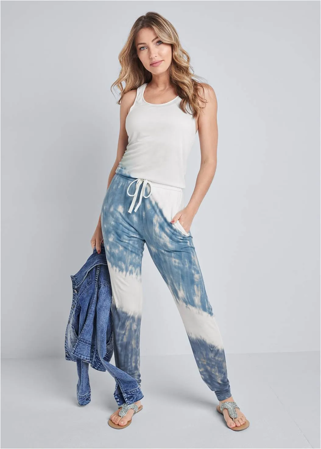 Blue & White Tie Dye Jumpsuit