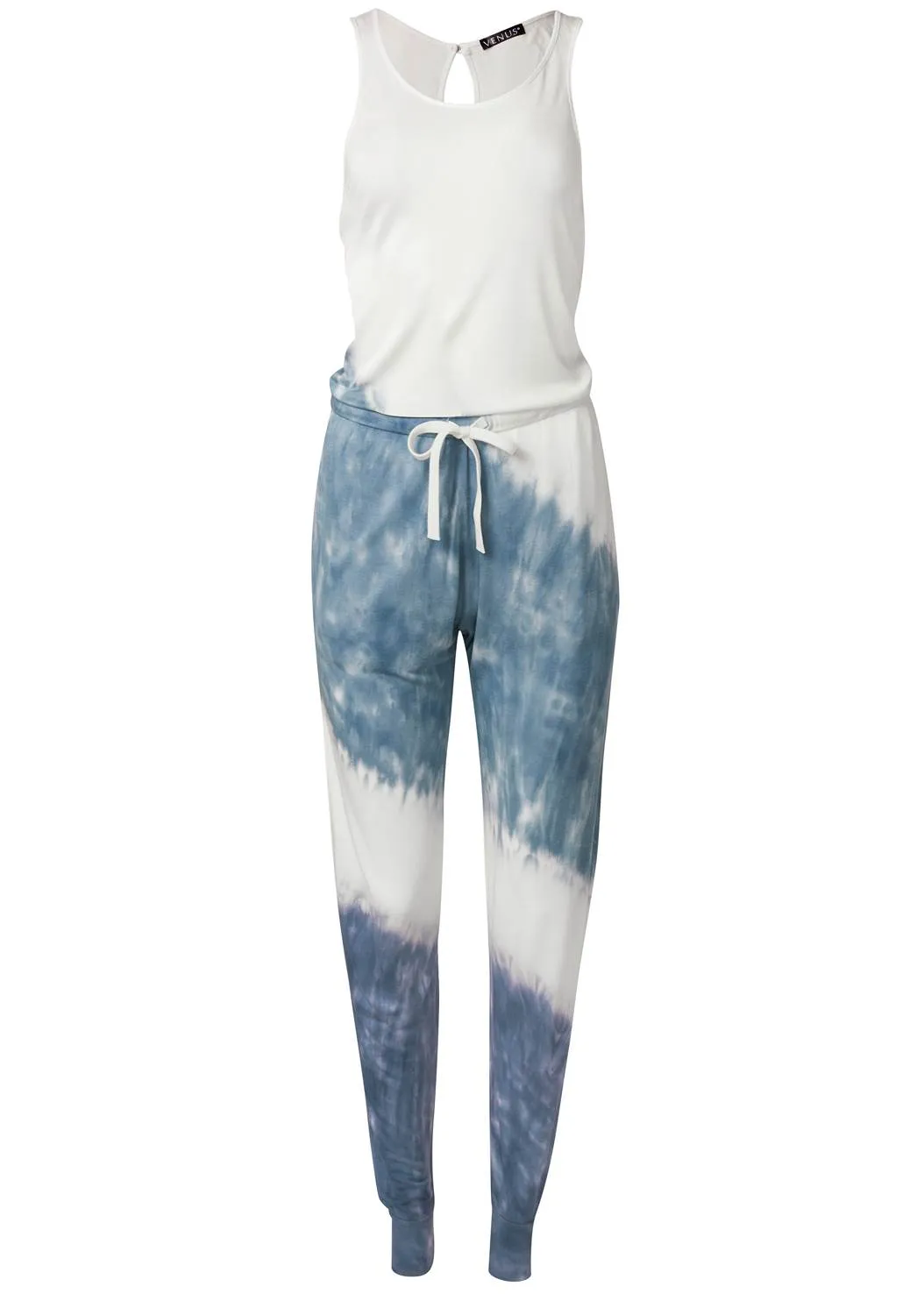 Blue & White Tie Dye Jumpsuit