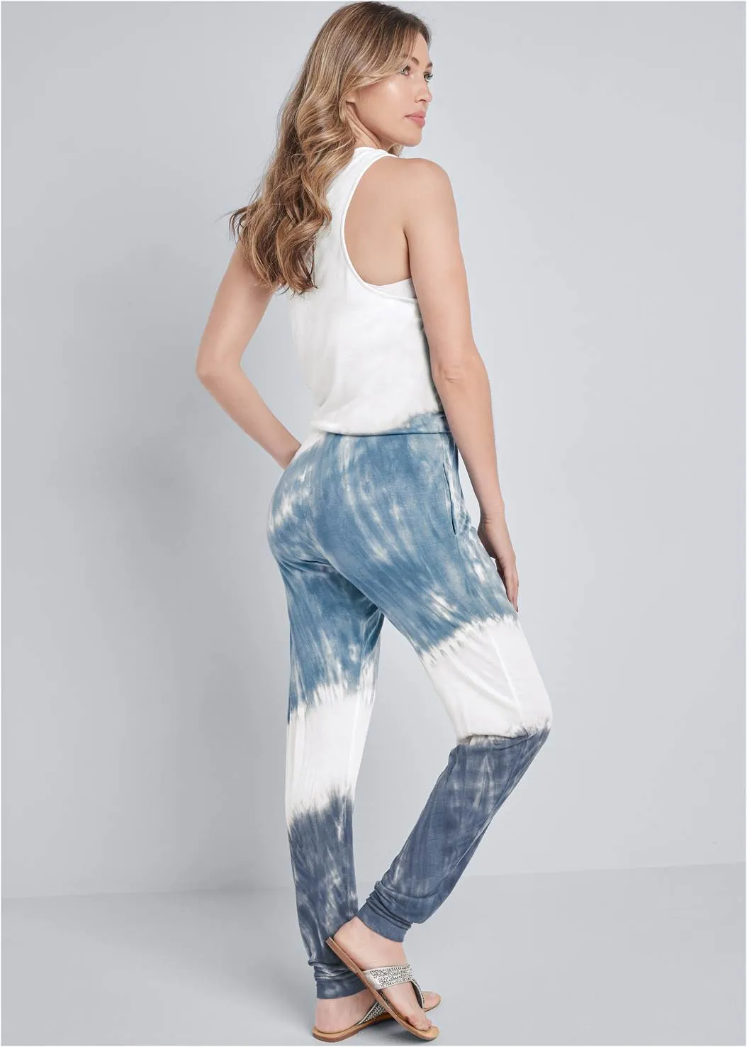 Blue & White Tie Dye Jumpsuit