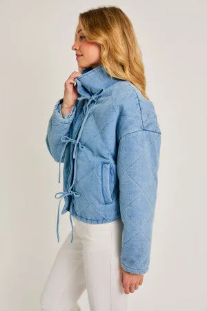 Bow Accent Puffer Jacket