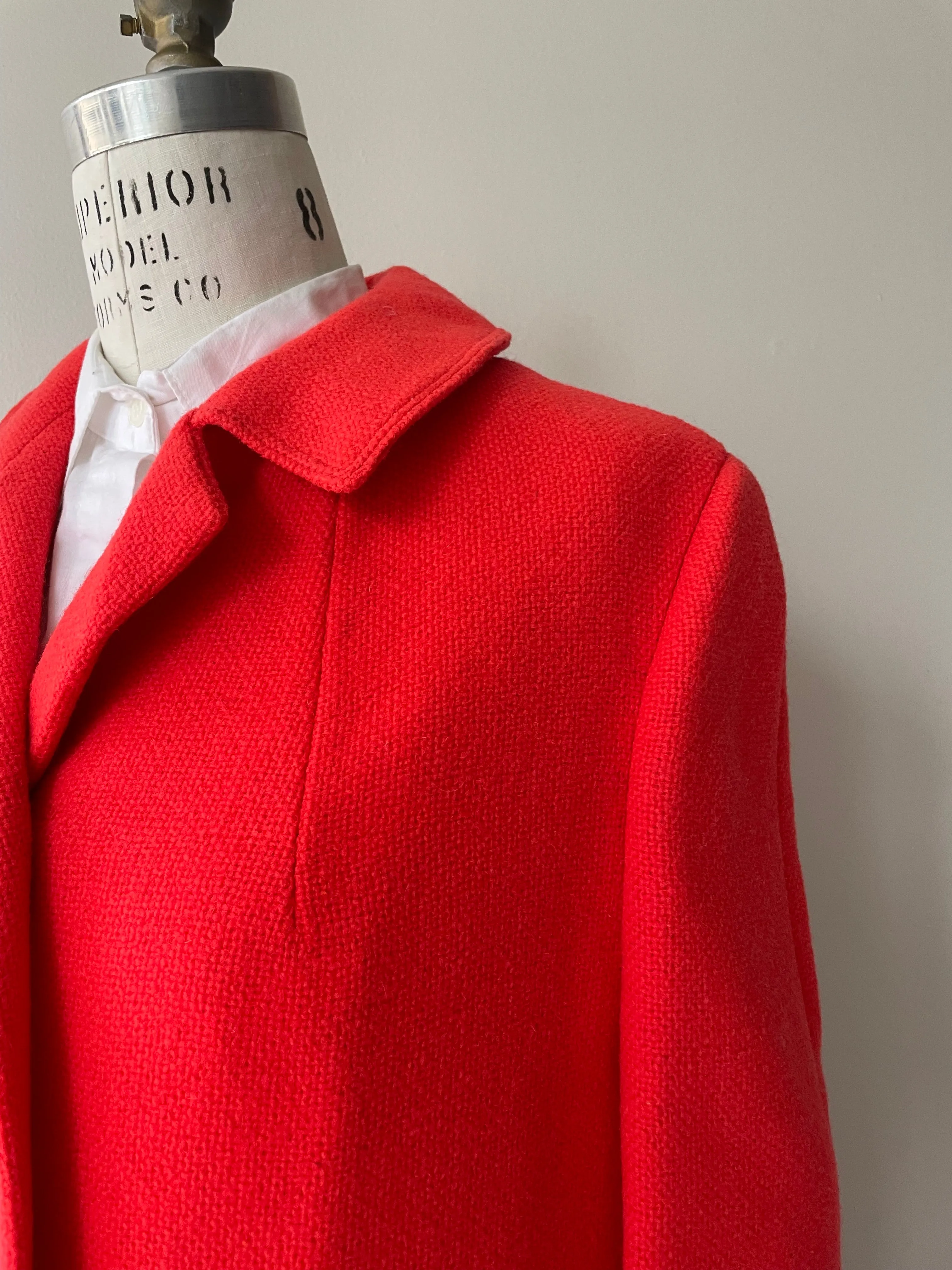 Brightest Poppy Wool Coat | 1960s