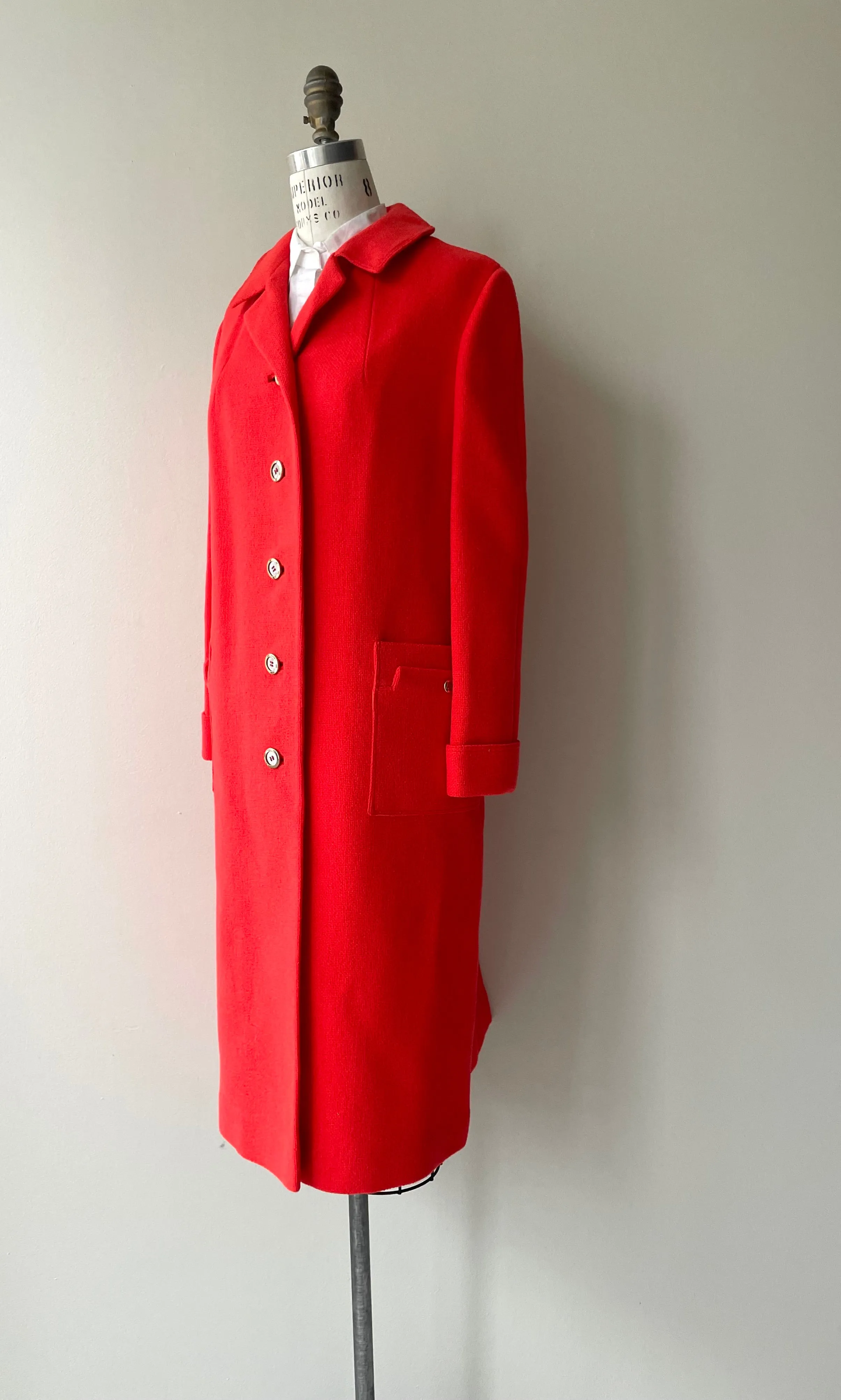 Brightest Poppy Wool Coat | 1960s