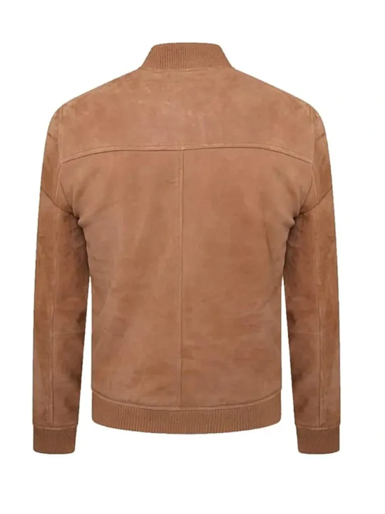 Brown Suede Leather Bomber Jacket