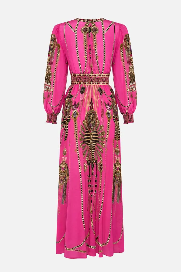 Button Dress with Shaped Waistband in Song of Scarab