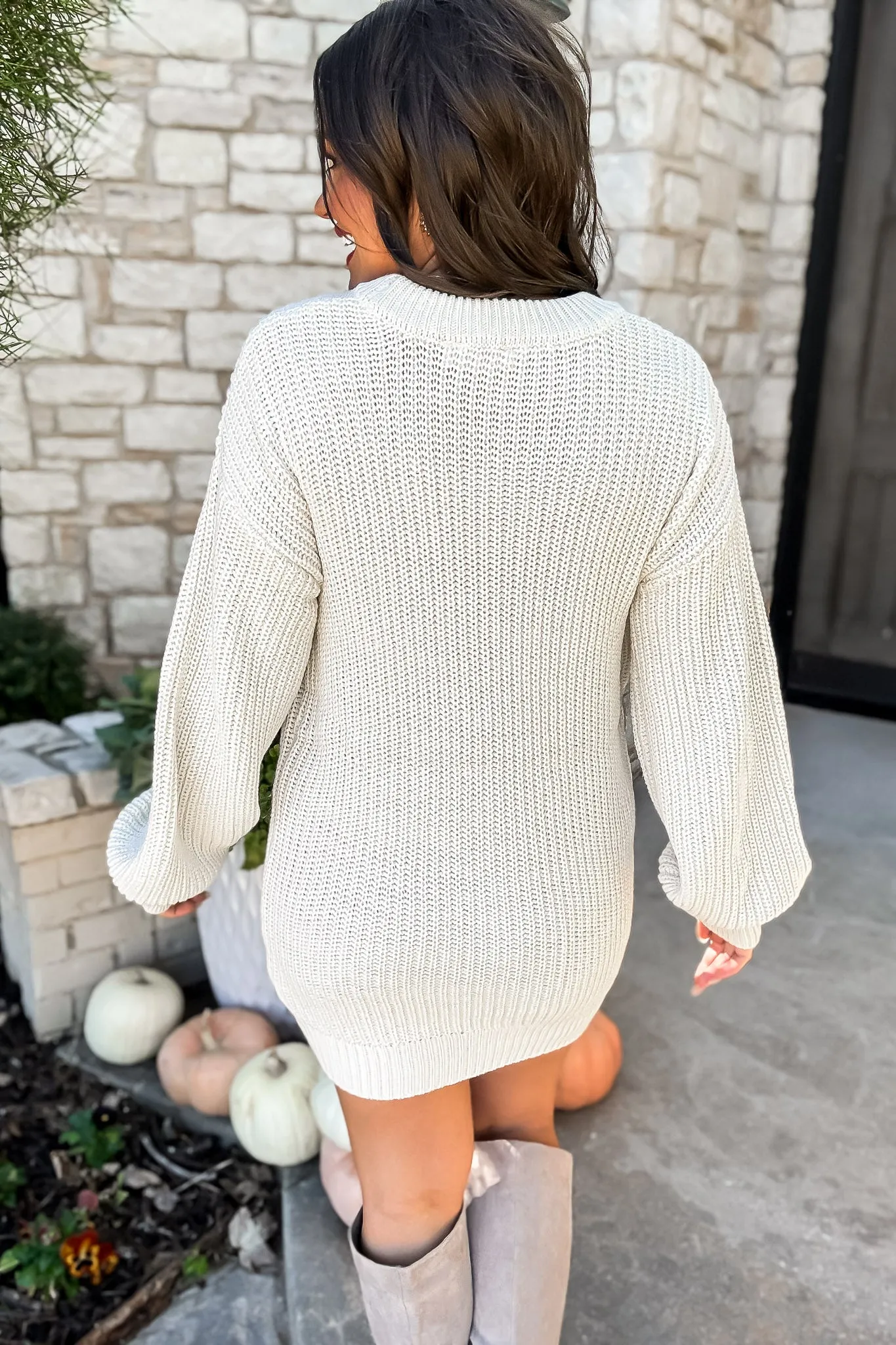 Cable-Knit Ribbed Mini Sweater Dress