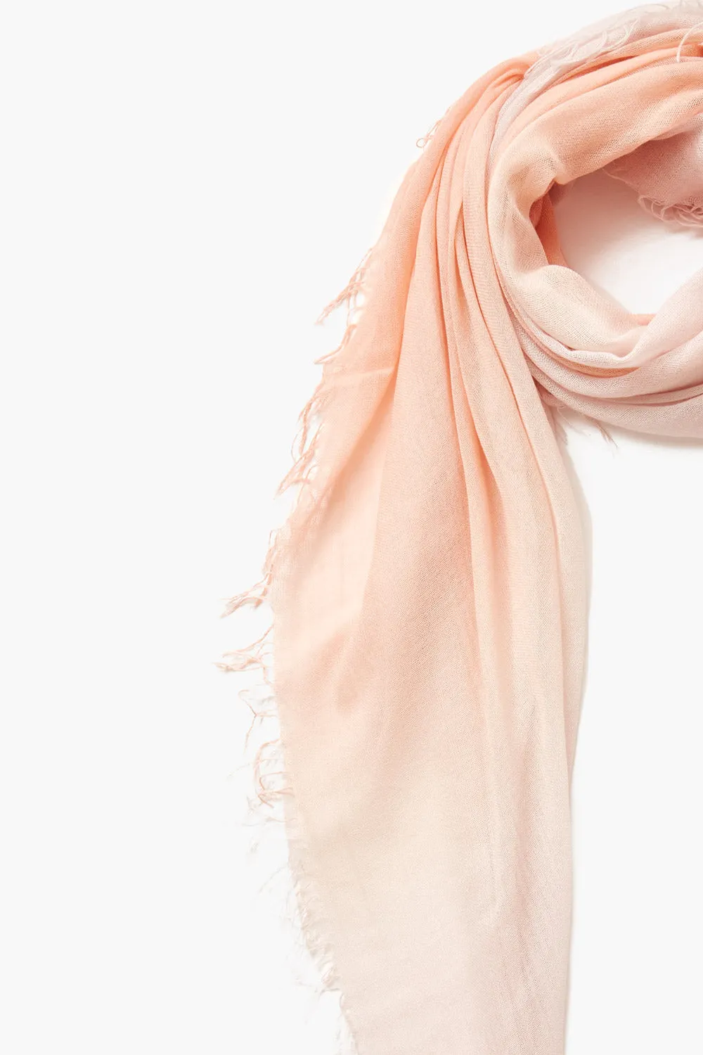 Cashmere and Silk Scarf Tropical Peach Dip Dyed