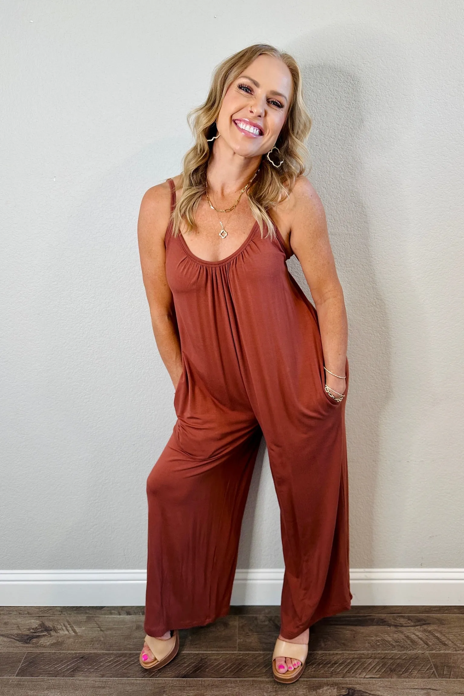 Casually Cozy Wide Leg Knit Jumpsuit