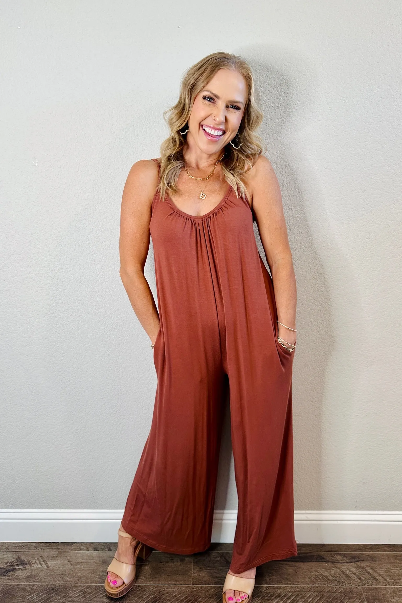 Casually Cozy Wide Leg Knit Jumpsuit