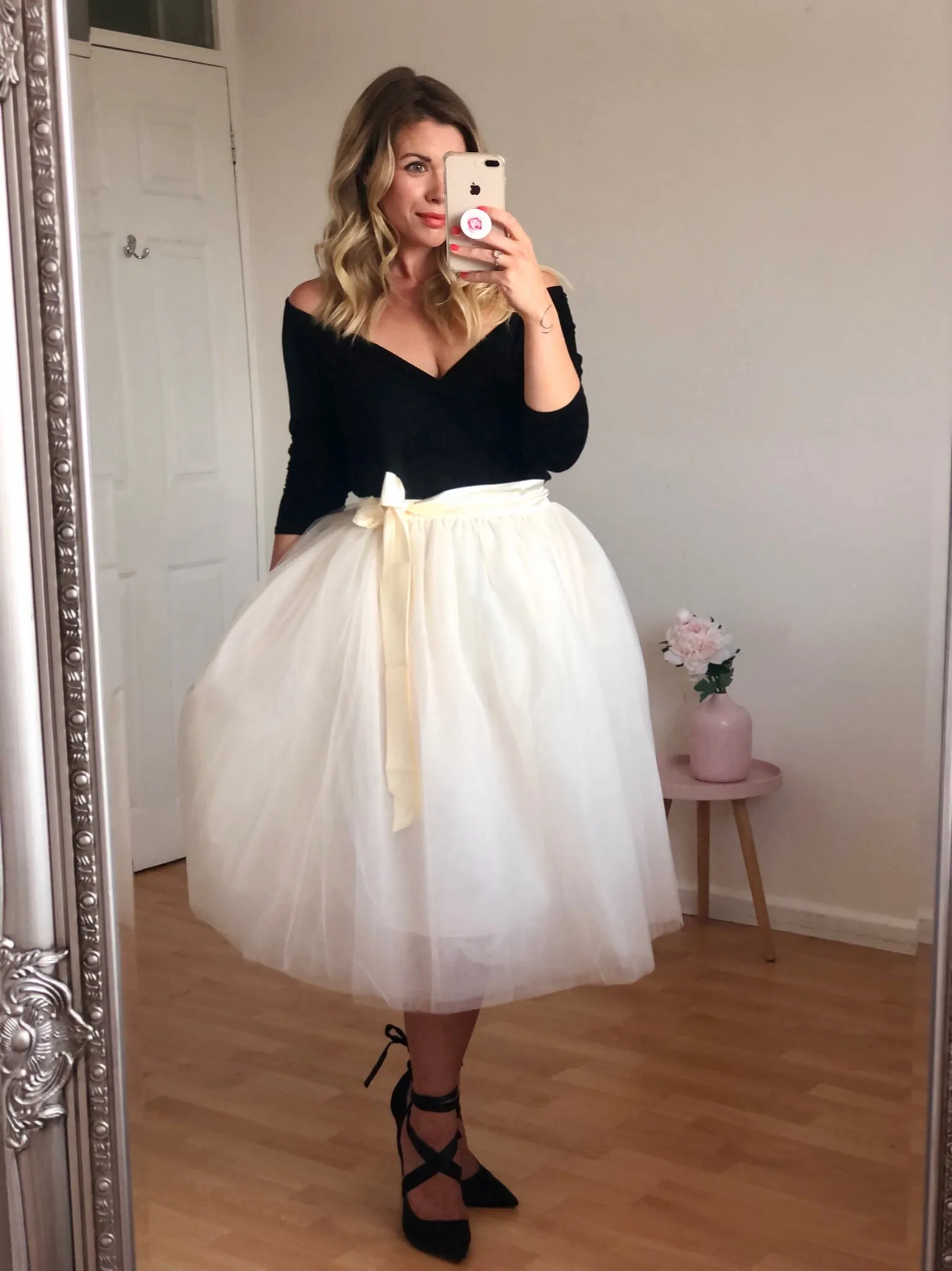 Champagne Midi Tulle Skirt