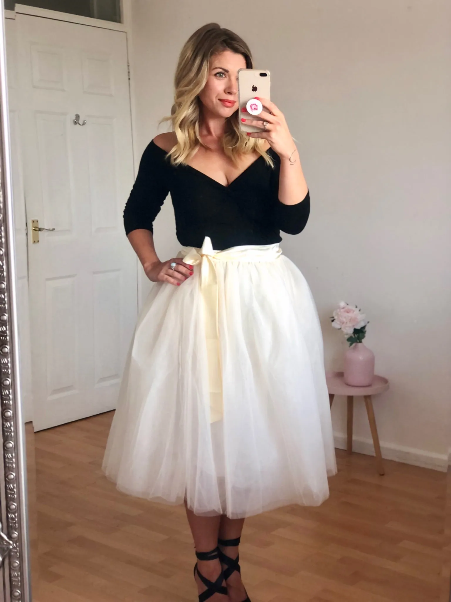 Champagne Midi Tulle Skirt