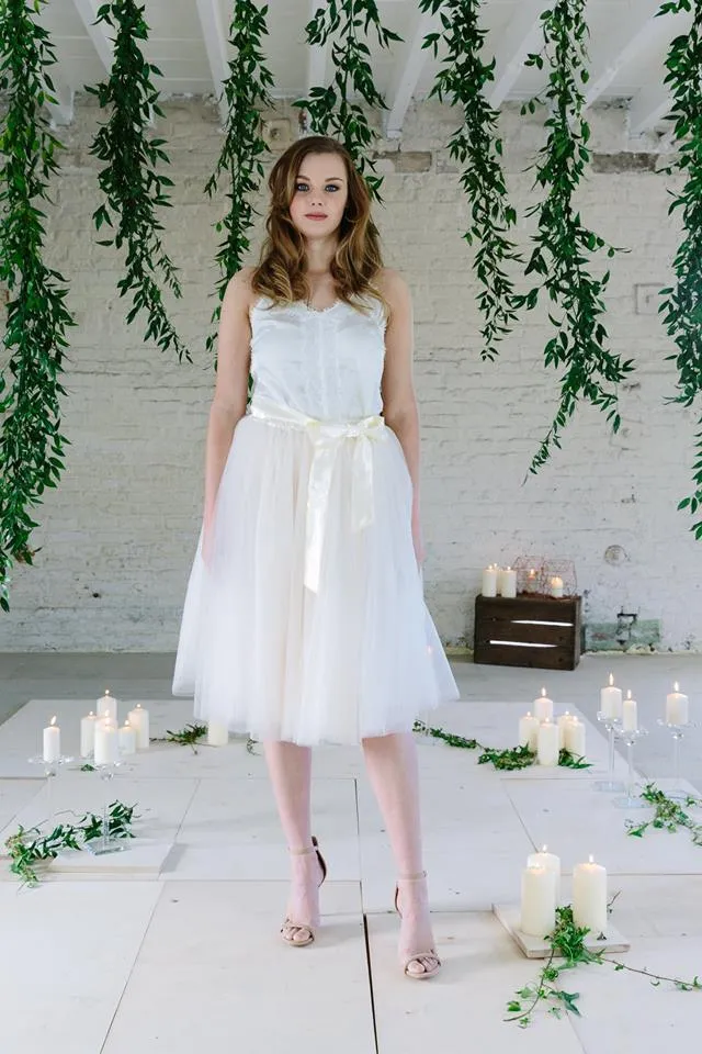 Champagne Midi Tulle Skirt