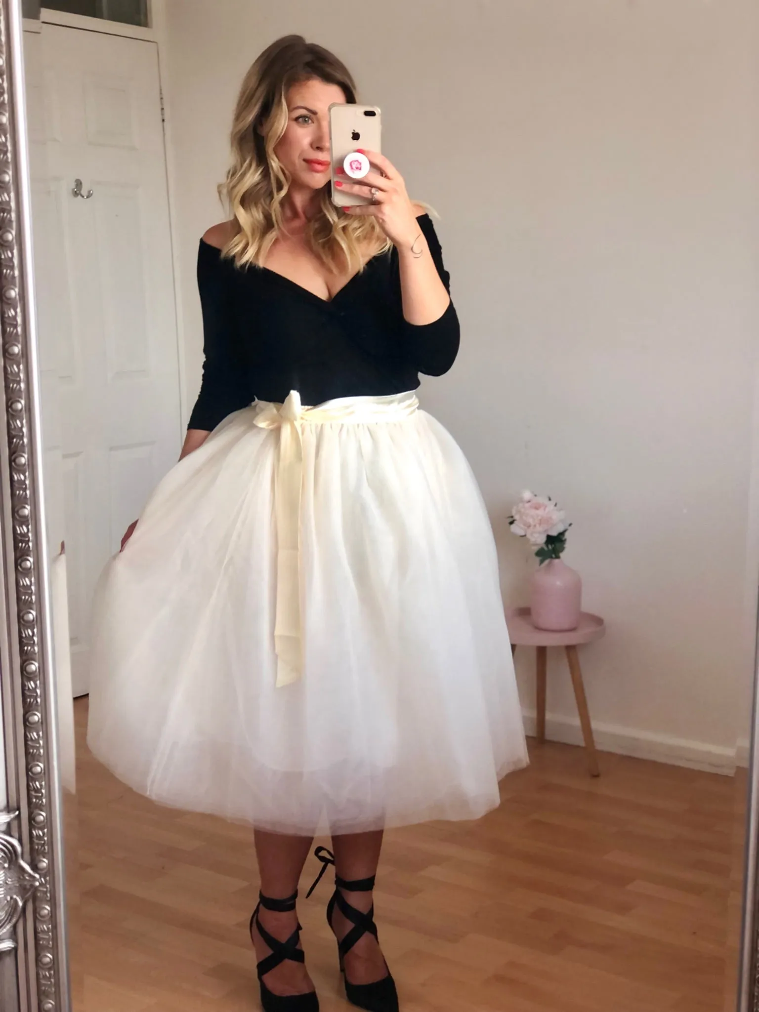 Champagne Midi Tulle Skirt