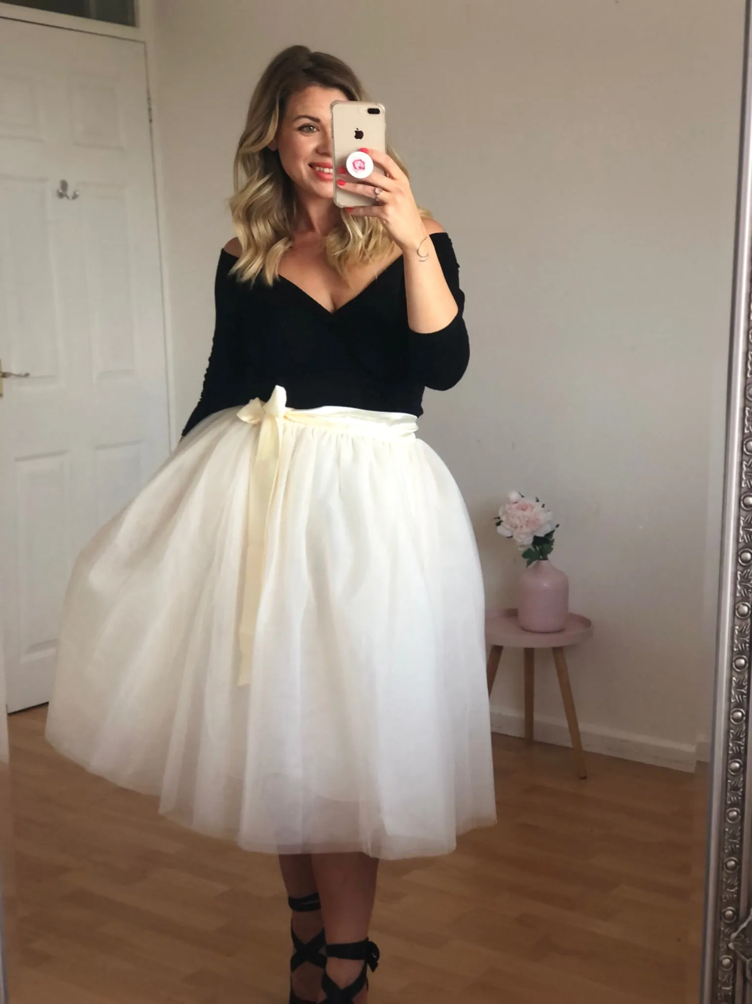 Champagne Midi Tulle Skirt