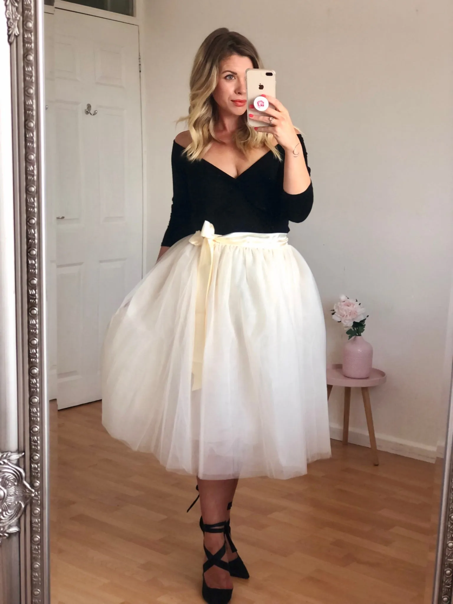 Champagne Midi Tulle Skirt