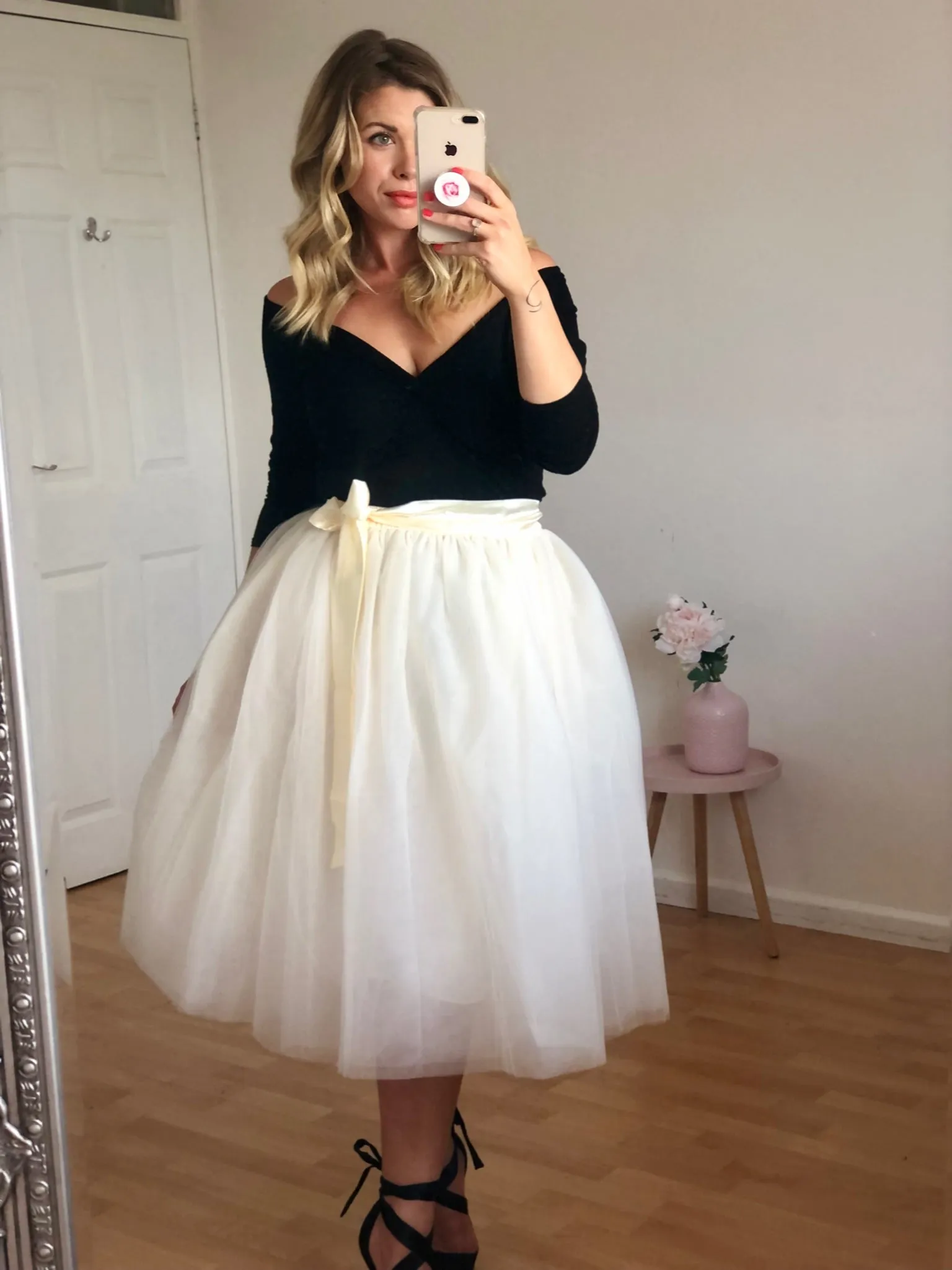 Champagne Midi Tulle Skirt