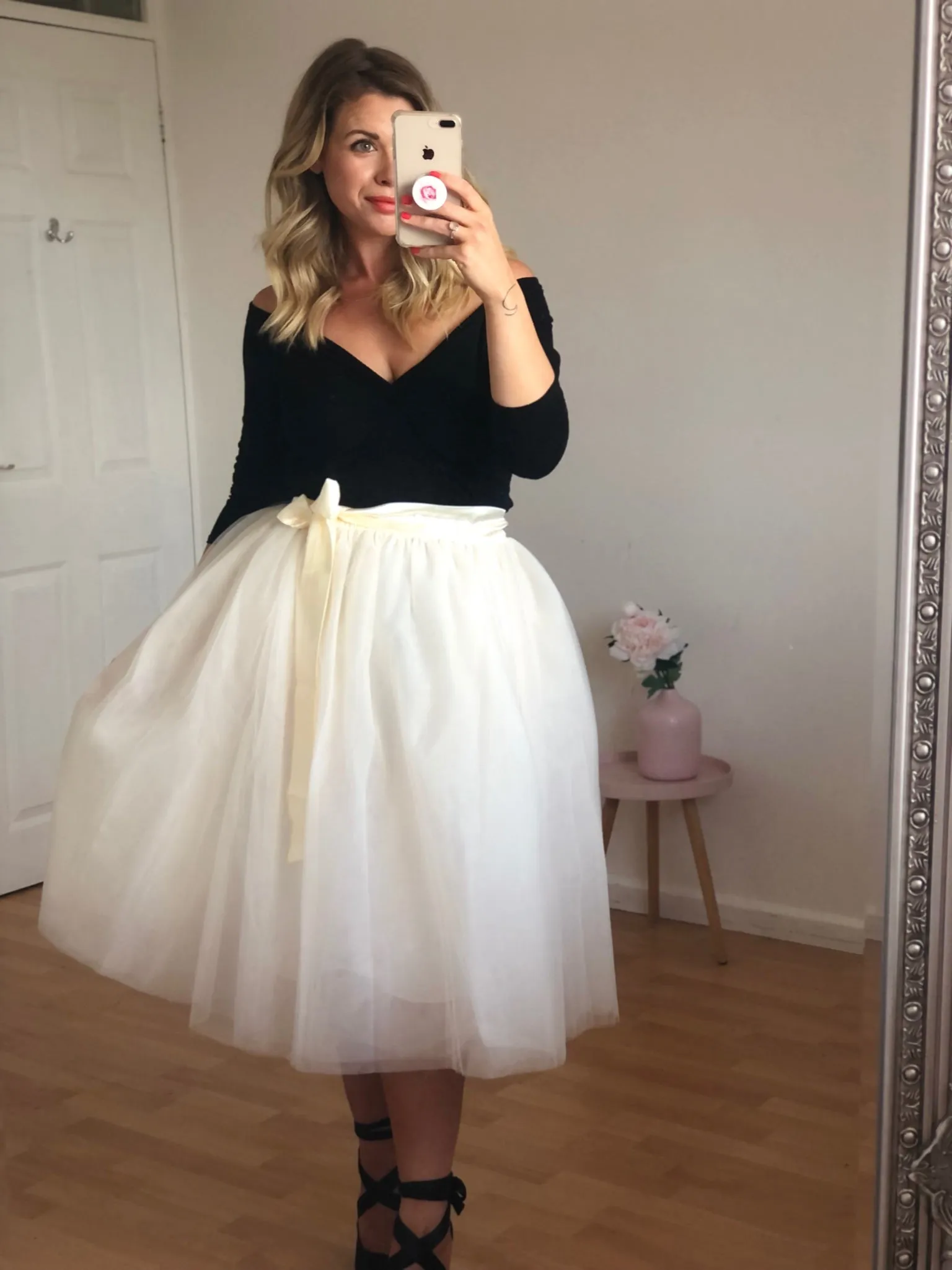 Champagne Midi Tulle Skirt