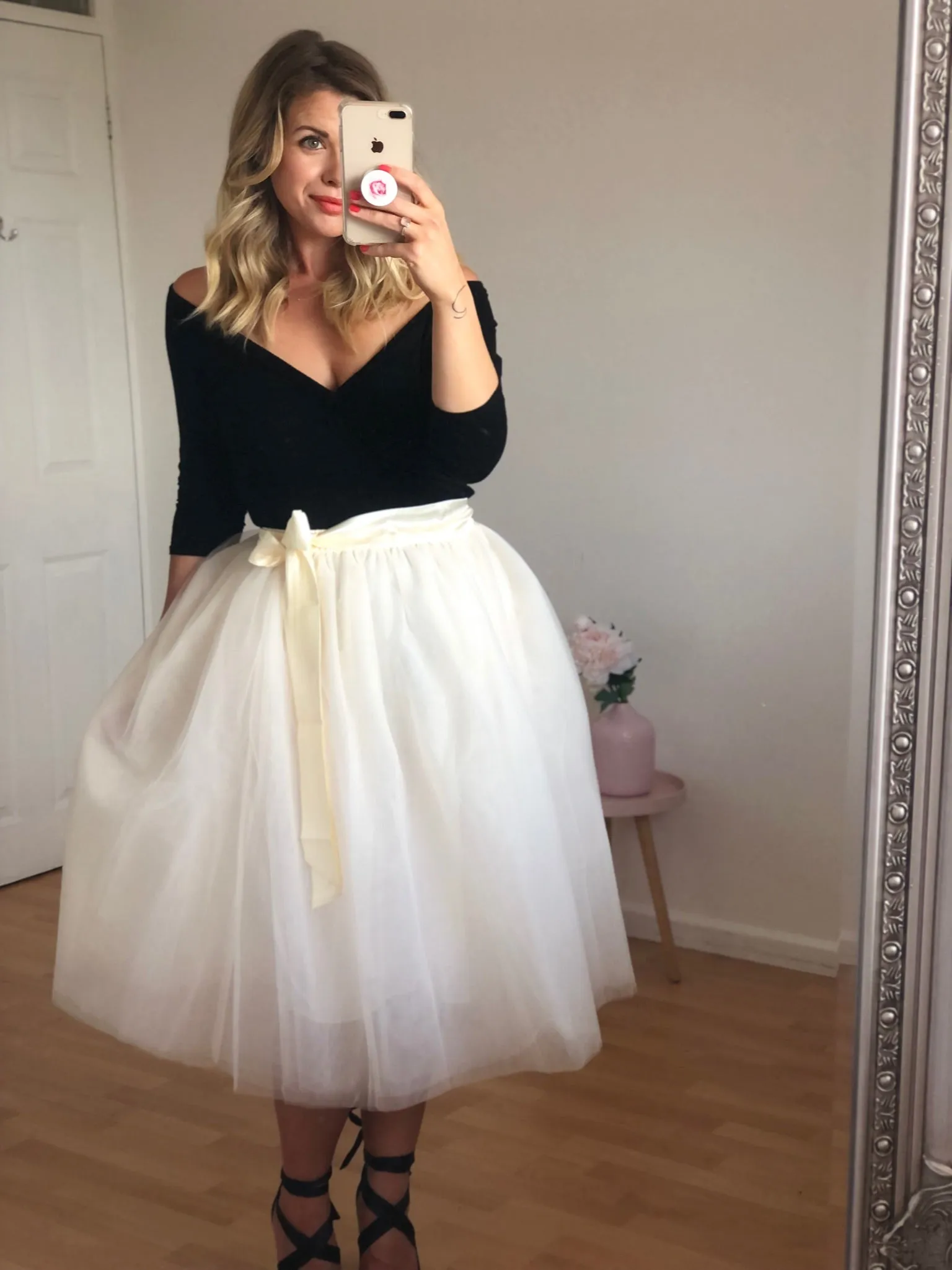 Champagne Midi Tulle Skirt