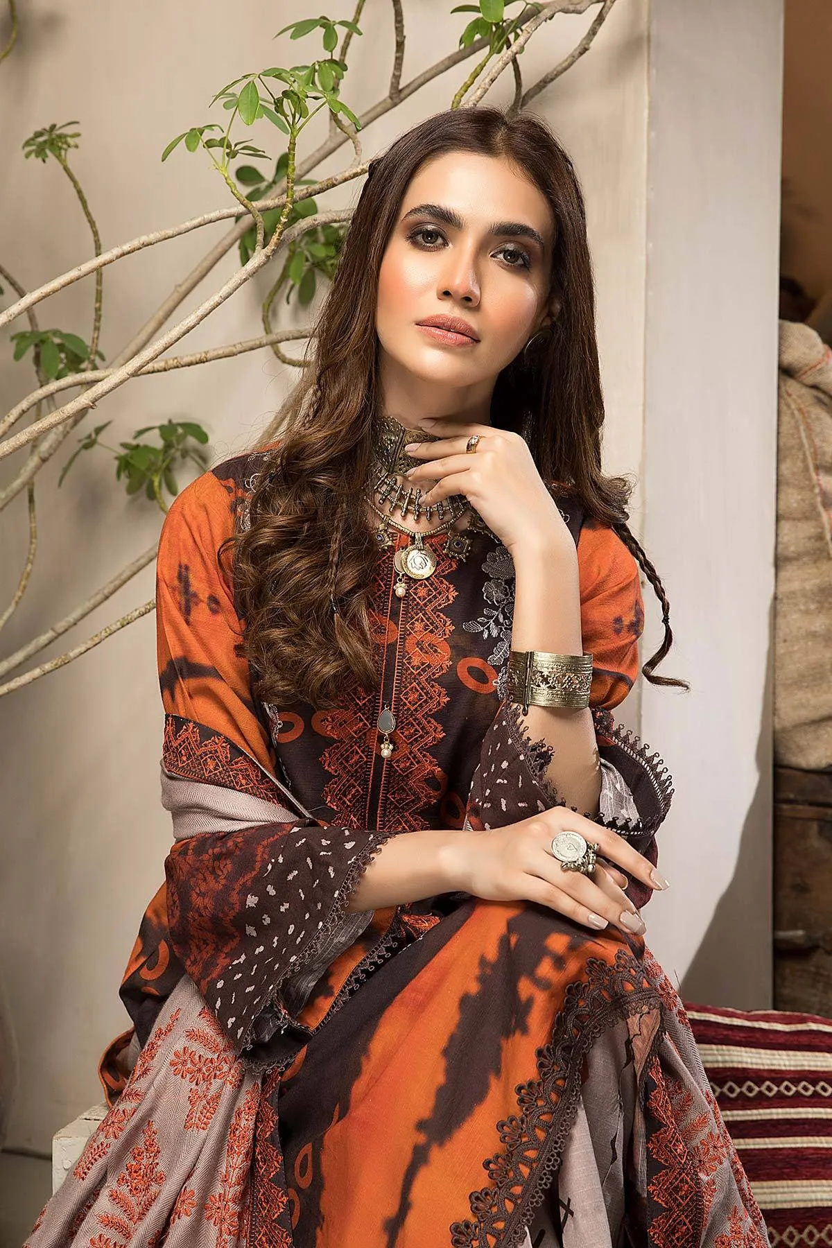 Charizma Naranji · Embroidered Khaddar With Khaddar Shawl Vol 1 – CNW-01