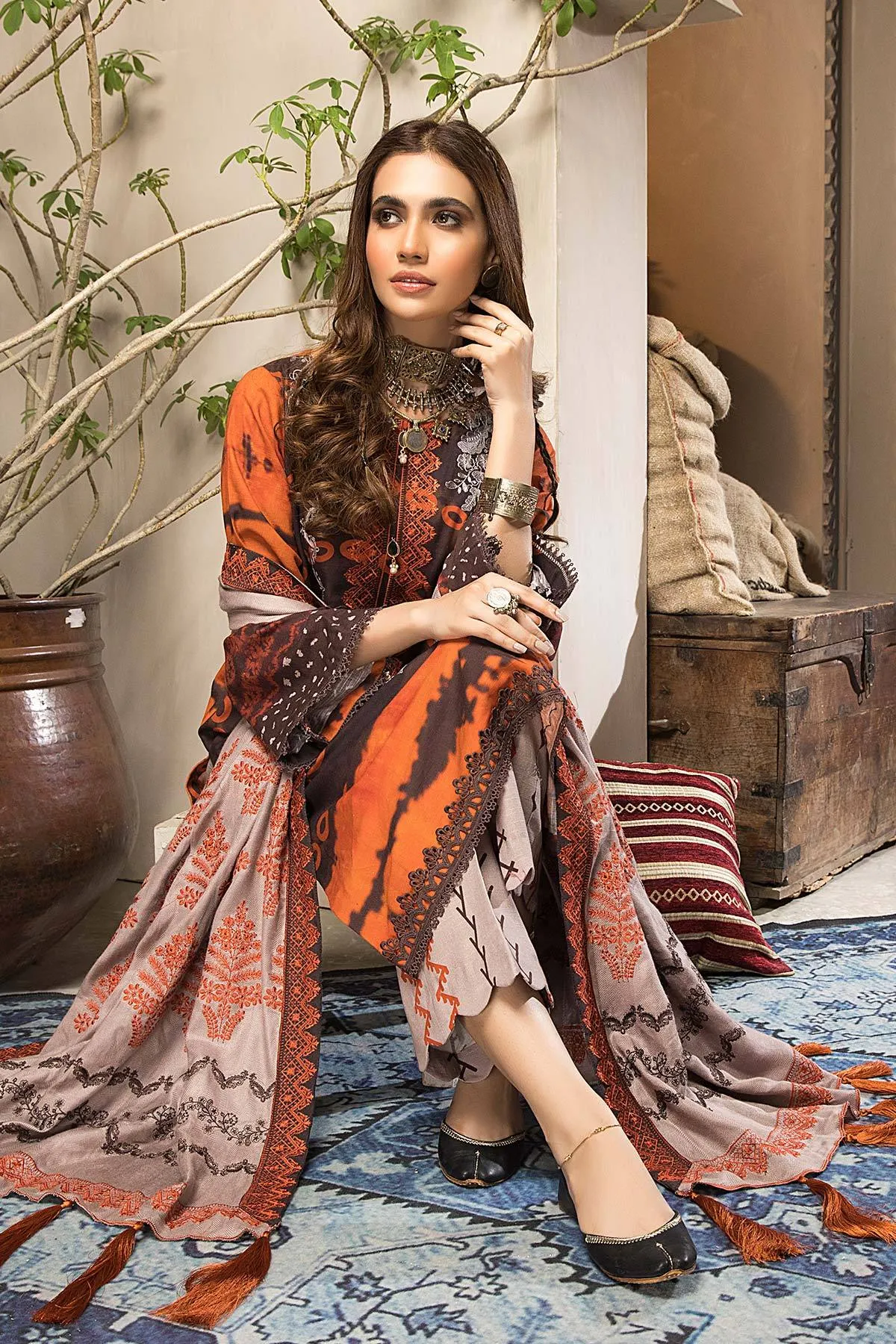 Charizma Naranji · Embroidered Khaddar With Khaddar Shawl Vol 1 – CNW-01