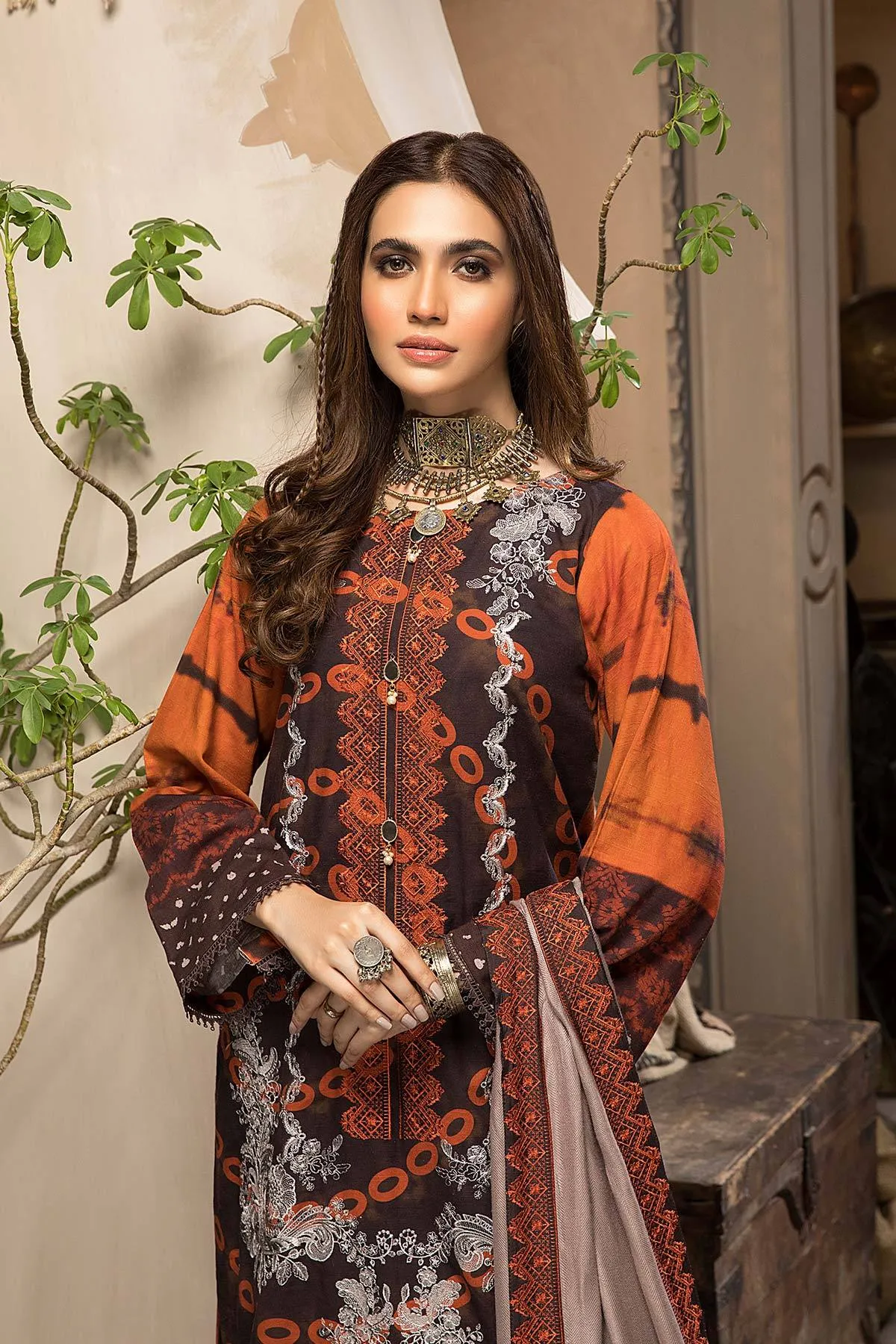 Charizma Naranji · Embroidered Khaddar With Khaddar Shawl Vol 1 – CNW-01