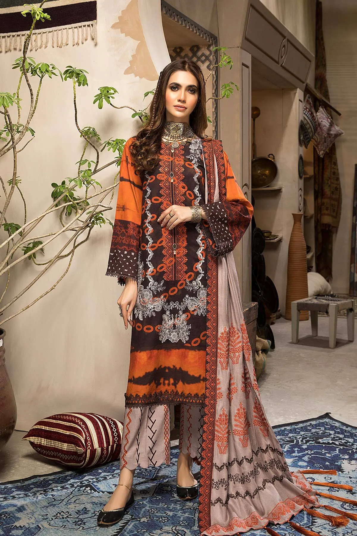 Charizma Naranji · Embroidered Khaddar With Khaddar Shawl Vol 1 – CNW-01