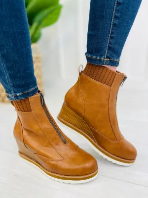 Chase The Style Wedge Boots In Tan