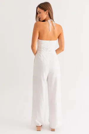 Christelle Halter neck jumpsuit (White)