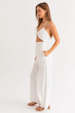 Christelle Halter neck jumpsuit (White)