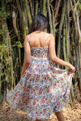 Colorful Flower Print Midi Summer Dress | SARITA